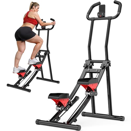 Winfita Stair Stepper for Home Gym Exercise, Folding Vertical Climber for Full Body Workout 300LBS Capacity, Compact Stair Climber Cardio Exercise Machine with Adjustable Handlebar & Pedals (Black)