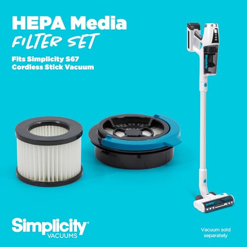 Image of Simplicity Vacuums S67 Bundle, Stick Cordless Vacuum Cleaner and SF67 HEPA Media Filter Set, Powerful on Hardwood Floor and Carpet, Rechargeable Lightweight Cleaner for Home, Pet Hair