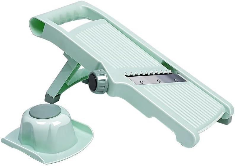 Adjustable Mandoline Slicer For Kitchen Safe Vegetable With Thickness Adjustment & Hand Guard Multifunctional Veggie Cutter For Onion Potato Carrot Fruit BPA-Free Dishwasher(No drain box)