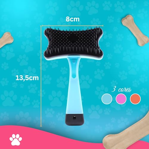 Escova Rasqueadeira Desembaraçar Pelos Pet Cachorro Gato Pente Higiênico Botão Autolimpante (Azul)