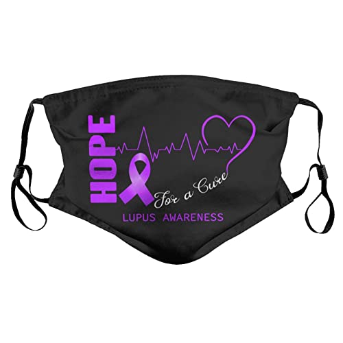 Reusable Face Mask Hope for A Cure Lupus Awareness Cloth Face Masks with Filters for Men Women Kids Breathable Balaclavas Black