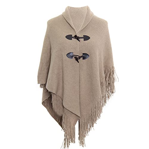 Shawl Wrap Poncho With Button Winter Poncho Cape Shawl Women Cloak Shawl Wrap Poncho Ruana Cape Cardigan Sweater Open - Main Image