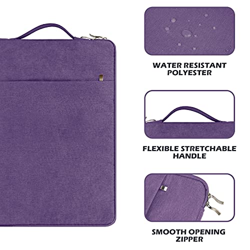 Rainyear 15.6 Inch Laptop Sleeve Case Compatible With 15.6" Notebook Computer Chromebook,Briefcase With Handle Strap Front Pocket Padded Cover Polyester Waterproof Protective Bag,Purple #TOP4