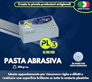 Lux Metal - Pasta Abrasiva PL3 300 gr Ultra Fine per Lucidare Plexiglass Trasparente, Policarbonato e Plastica - Rimuovi Graffi e Rinnova Fari Auto