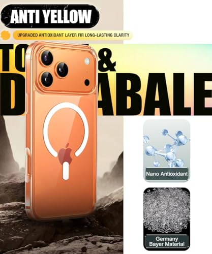 Image of WOW IMAGINE Ultra-Hybrid Back Case Cover for iPhone 17 Pro Max | Compatible with MagSafe | Drop and Camera Protection | Shock Proof Crystal Clear Mobile Back Case (PC+TPU, Transparent)