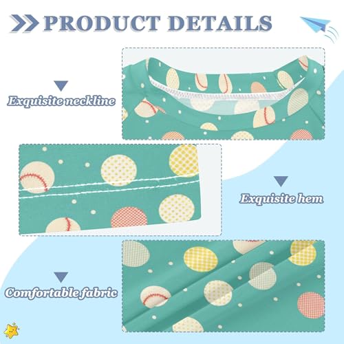 Cute Baseball Dots Green Girl Bathing Suit Short Sleeves Active Shirts Swimwear Beach Tops 3T3