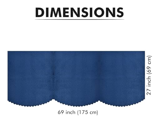 Image of L Shape 7 Seater Velvet Sectional Sofa Cover, Quilted with Fringe Detail, L-Shaped Couch Protector-Pack of 14 (Navy Blue)