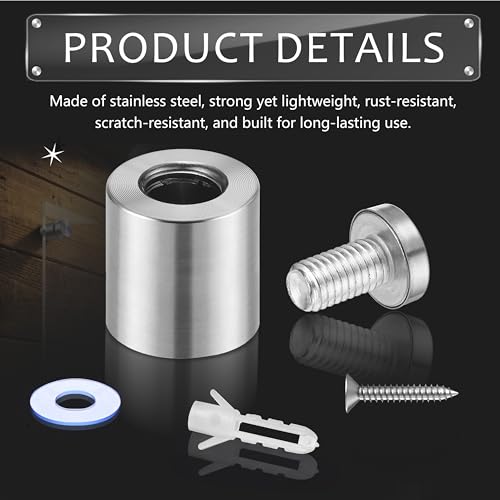 Image of Pelopy 12 Pcs Sign Standoff Screws Advertising Screws Stainless Steel Wall Standoff Mounts Glass Acrylic Nail (3 /4 x 1 Inch)