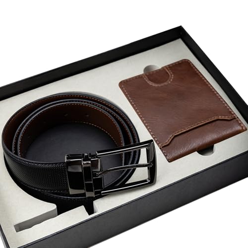 Men's Belt and Wallet Gift Set | Reversible Belt with Swivel Buckle for Dress Casual Jeans | Slim Bi-Fold Wallet2