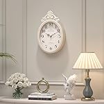 Abdurey Small French Retro Decorative Wall Clock, Ivory White Vintage Oval Style,Silent Battery Operated Boho Decor Wall Clocks for Farmhouse,Kitchen,Bedroom,Bathroom(10.4" H x 6.7" W) - Image 4