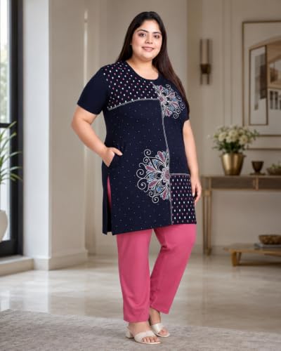 Image of In Love Women's Plus Size Printed Cotton Long-Line T-Shirt with Pocket | Cotton fabric - soft longline T-shirt with easy plus-size fit