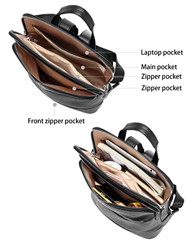 BOSTANTEN Leather Laptop Backpack for Women 15.6 inch Computer Bag Travel Work Daypack Large Size Bag3