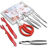 2025 Upgraded 8PCS Seafood Tool Set, Includes 2 Crab Leg Crackers, 2 Stainless Steel Crab Forks, 2 Lobster Shellers, 1 Crab Scissors and 1 Storage Box, Nut Crackers for Crab Legs