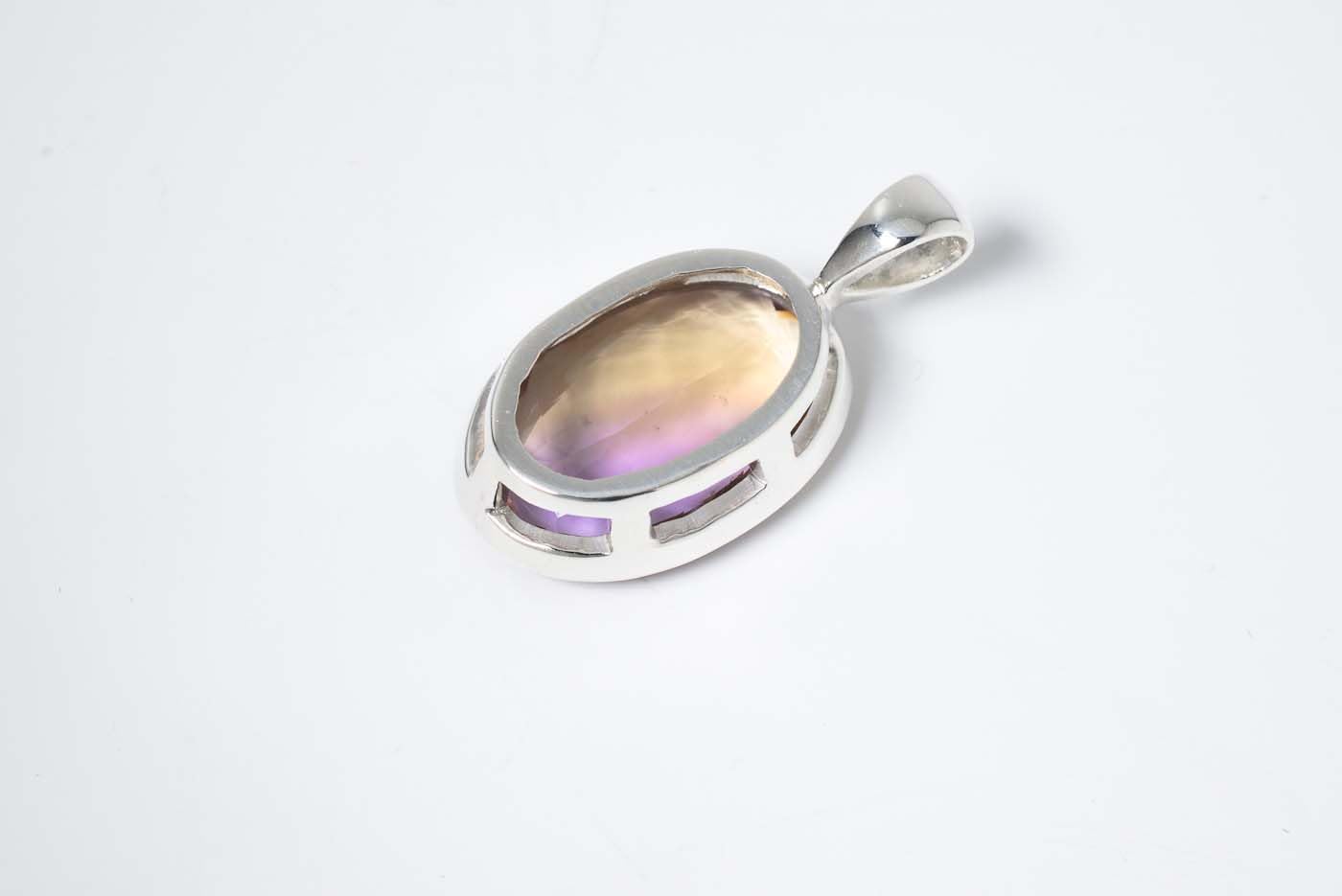 Facettierter Ametrin Silber Anhänger. 30mm Länge