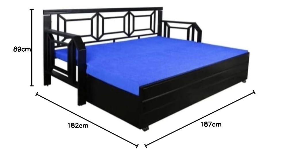 Shree ASHAPURA Steel Furniture Metal Sofa Cum Bed with Hydraulic Storage – Black Color (Texture Finish) Powder Coating (Single(6 x 4)) Shree ASHAPURA Steel Furniture Metal Sofa Cum Bed with Hydraulic Storage – Black Color (Texture Finish) Powder Coating (Single(6 x 4))