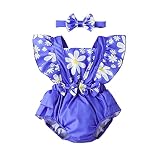 Dancers Leotard Fly Infant Headbands Romper Outfits Backless 3M-18M Bowknot Sleeve Floral Bodysuitt (Purple, 6-9 Months)