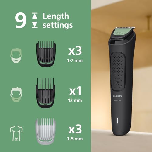 Image of Philips India's No.1 Men's Trimmer | Single stroke beard trimming | 9-in-1 All in One Grooming Kit- Face, Hair & Body| Ear /Nose Trimmer attachment | Intimate Comb | 2+3yrs* warranty | MG3927