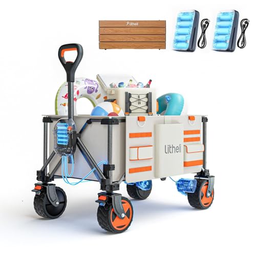 Litheli Carretilla eléctrica Plegable Carro de Mano Doble Motor con Frenos 150 L 60 kg Adecuado