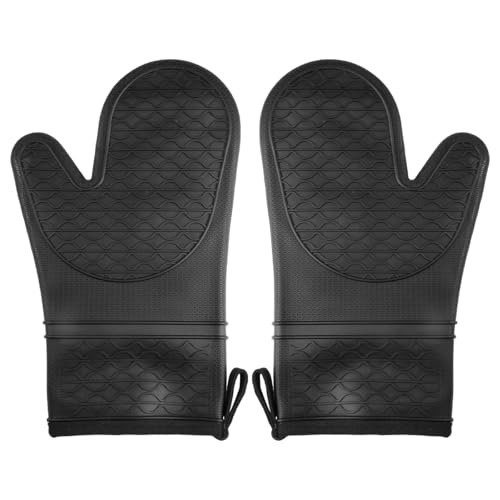 1 Paire Gants Four Anti Chaleur avec Intérieur en Coton, Résistant à la Chaleur Jusqu'à 250°C, Maniques Cuisine Silicone, AntidéRapant, Gants Four pour la Cuisson,...