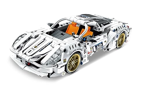 iM.Master - Super Car Bianco - Modellino di Auto Technic Funzione Pull Back - Blocchi di Costruzione per Adulti e Bambini - 437 Pezzi - Scala 1:20 - Giochi Educativi Stem - Modellino da Costruire