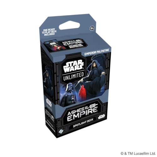 Asmodee Star Wars: Unlimited TCG Ashes of the Empire Emperor Palpatine SPOTLIGHT DECK - Prebuilt 50-Card Deck with Booster Pack Ages 12+ 2+ Players 20 Minute Playtime