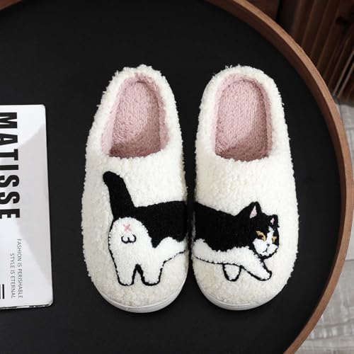 Image of Highland Cow Slippers for Women Plush Scottish Highland Cow Animal Slippers Warm Non Slip Home Indoor Slippers