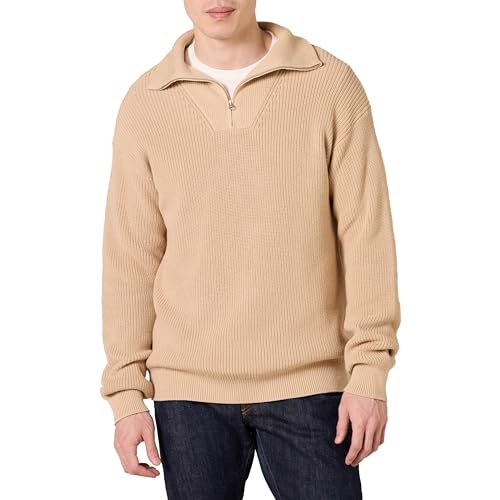 Amazon Essentials Mens Quarter-Zip Rib-Knit Relaxed-Fit Sweater