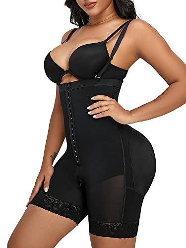 Image of YIANNA Fajas Colombianas Postpartum Tummy Control Shapewear for Women Body Shaper Girdles Butt Lifter Compression Garment with Zipper Crotch, YA7243-Black-XS