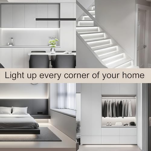 Image of ZSLAIFU COB LED Strip Light 24V, 16.4ft White LED Light Strip with Remote, High Density Flexible White Tape Lights, CRI90+ LED Lighting for Backlighting for TV, Bedroom, Cabinet, Indoor Decor