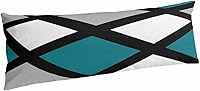 Vista 8 de Teal Black Gemetric Pillow Covers Queen Size Set of 2 20x30 Bed Pillow, Gray Abstract Art Middle Century Plush Soft Comfort for Hair/ Skin Cooling