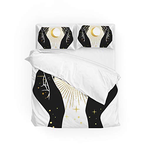 Draps de lit style bohème lune avec housse de couette douce taille king