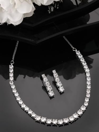 Juego de joyas bañadas en plata con circonitas DMZ-2330 talla S 2
