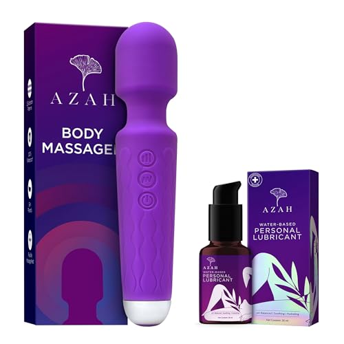 AZAH Massager Machine for Pain Relief | Full Body Electric Massager | 10 Vibration Speeds and Patterns | Lubricant Gel 30 ml | COMBO, Purple