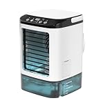 Air Cooler, Mini Portable Air Conditioner Fan,Noiseless Evaporative Air Humidifier,Air Con Unit,3 in1 Desk Air Cooler 3 Wind Speeds,Cooling Mist,7 LED Lights Desk Cooler for Home Travel Office