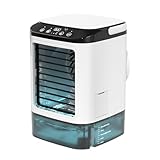 Air Cooler, Mini Portable Air Conditioner Fan,Noiseless Evaporative Air Humidifier,Air Con Unit,3 in1 Desk Air Cooler 3 Wind Speeds,Cooling Mist,7 LED Lights Desk Cooler for Home Travel Office