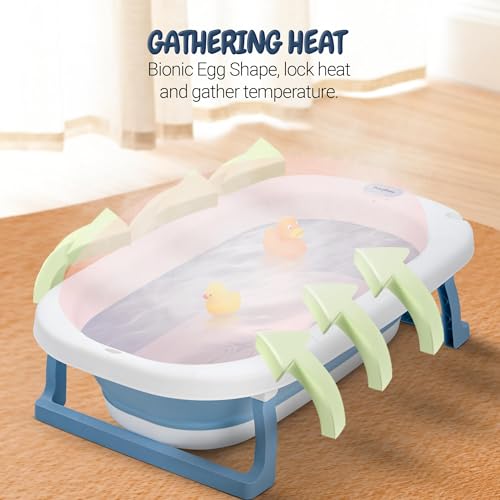 Image of Baybee Jolly Bath Tub for Baby 0 to 5 Years | Foldable Baby Bath Tub for Kids with Anti Skid Base & Drainer | Mini Swimming Pool for Babies | Bather & Bathtub for Newborn Boys Girls (Blue)