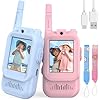 Video Walkie Talkie Bambini, Set da 2 Dispositivi Ricaricabili con Interfono Video, Giochi per Interni ed Esterni per Attività in Famiglia, Campeggio per Ragazzo e Ragazza dai 3 ai 12 Anni (Blu/Rosa)