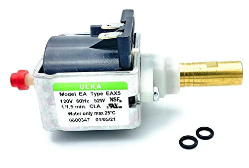 MacMaxe ULKA Model E Type EAX5 – Solenoid Vibratory Water Pump Brass Shaft with Two Seal OR 2025 – 1/1,5 min ON/OFF, 120V 60Hz 52W – Wide Compatibility With Espresso Machines