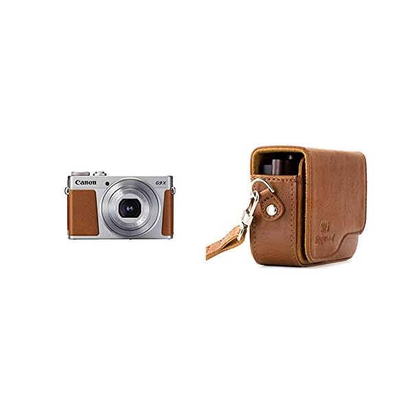 Canon PowerShot G9 X Mark II Kompaktkamera (20,1 MP, 7,5cm (3 Zoll) Display) Silber & MegaGear Ever Ready Leder…
