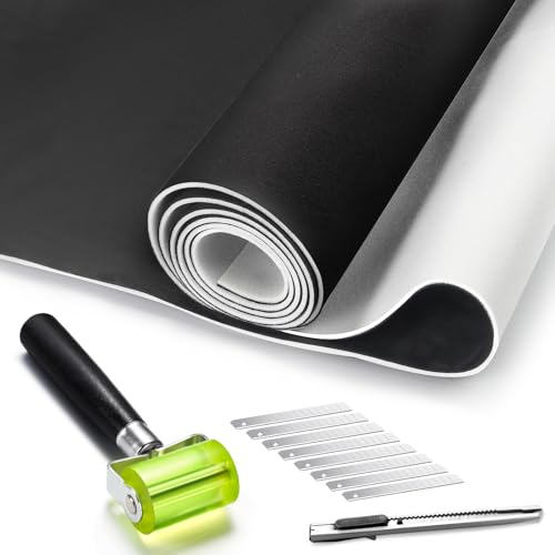 Dapuri Suede Headliner Fabric Black 98 x 60 Inches with 4mm Thick Foam Backed Headliner Fabric for Car Suede Material Rubber Seam for Automotive auto Trucks Interior Repair