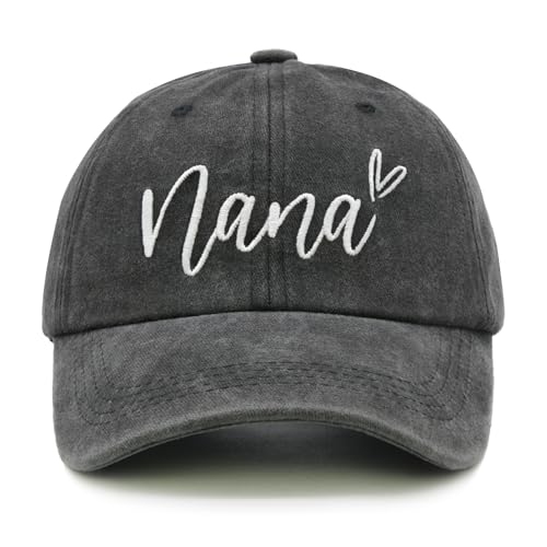 Waldeal Embroidered Nana Hat Mothers Day Birthday Gift Hat for Grandma from Grandkids Adjustable Baseball Cap for Grandmother Black