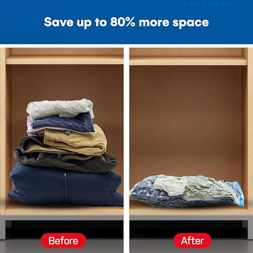 12 Pack Variety Vacuum Storage Bags for Comforters, Blankets & Clothes – Vacuum Sealed Compression Bags with Hand Pump – Space Saver Storage Bags for Bedding, Moving, Travel & Organization (6S & 6L)