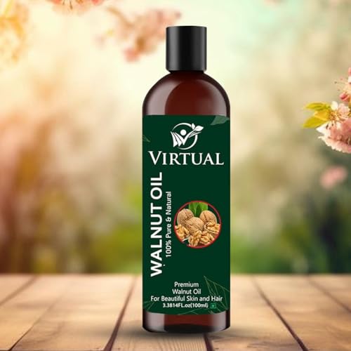 Image of VIRTUAL 100% Pure Walnut (Akhrot) Oil For Hair Growth, Skin Care, Cold Pressed Aromatherapy Natural Oil (100ml)