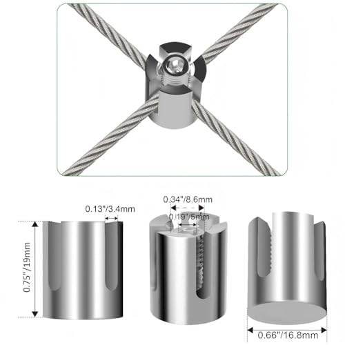 Image of 20 Pack Wall Trellis Kits System,Cross Cable Clamps, T316 Stainless Steel Heavy Duty Cable Clips for 1 /8 inch Wire Rope Fitting, Wire Trellis for Climbing Plants Outdoor, WT003