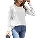 Anygresst Womens 2025 Fall Fashion Long Sleeve Tops Lightweight Trendy Shirts Crewneck Knit Basic Tee Large, SH-White