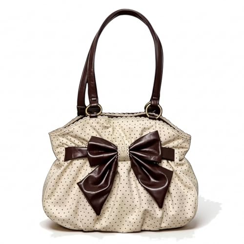 Bolso de lunares para mujer estilo monedero Y2K marrón de gran capacidad