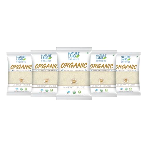 Image of Natureland Organics Wheat Suji / Sooji 500 Gm (Pack of 5) - Organic Sooji