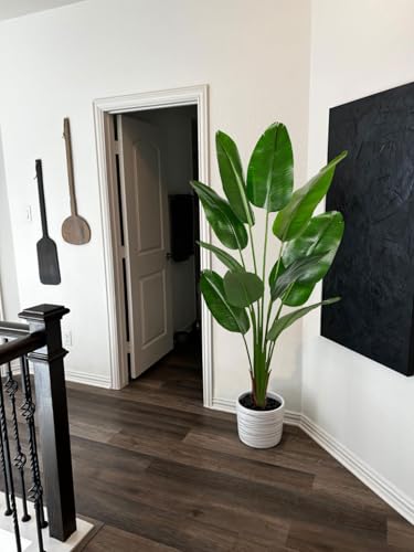 Image of Aveyas 6ft Artificial Bird of Paradise Tree for Home Decor, 6 Feet Faux Floor Plant Fake Silk Banana Leaf Tropical Trees with Pot for Indoor Outdoor House Living Room (6 ft Tall)