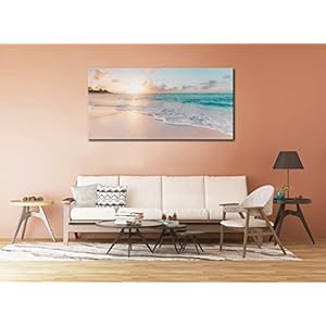 OKEXCKK Beach Coastal Canvas Wall Art - Sunset Picture Painting Print for Office, Bedroom, Living Room Decoration, Large Artwork for Wall Decor OKEXCKK Beach Coastal Canvas Wall Art Sunset Picture Painting Print for Office Bedroom Living Room Decoration Large Artwork for Wall Decor