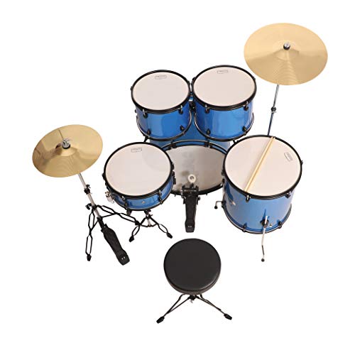 Image of ARCTIC CRONOS 5 Piece Complete Acoustic Drum Kit | Drumset with Drumsticks, Cymbals and throne - Nickel Hardware. Best Sounding shells, most durable build, Professional level Configuration. (Blue)